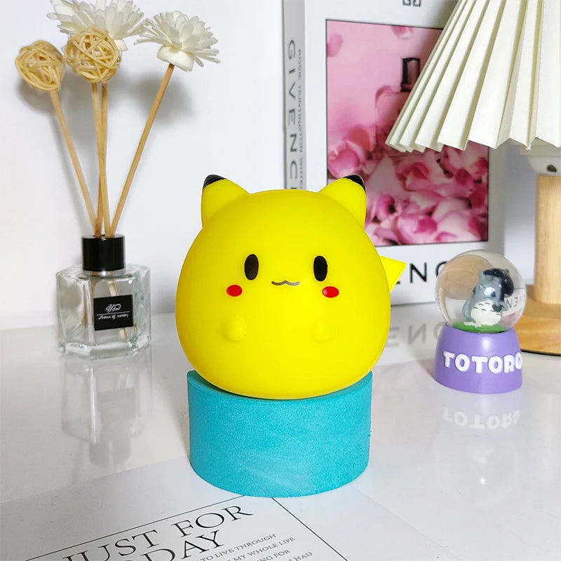 Genuine Pokemon elf Night Light Figure Pikachu Eevee Psyduck Bulbasaur Jirachi Bedside Lamp Bedrooms Children Toys Christmas Gif
