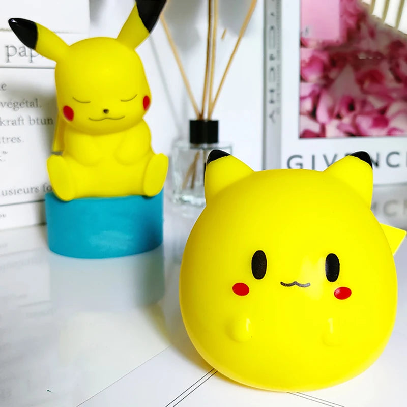 Genuine Pokemon elf Night Light Figure Pikachu Eevee Psyduck Bulbasaur Jirachi Bedside Lamp Bedrooms Children Toys Christmas Gif