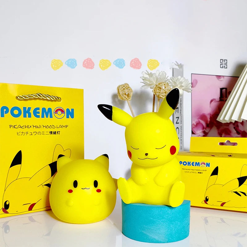 Genuine Pokemon elf Night Light Figure Pikachu Eevee Psyduck Bulbasaur Jirachi Bedside Lamp Bedrooms Children Toys Christmas Gif